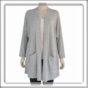 NWT Anthropologie Donni Gray Long Open Front Cardigan Sweater Relaxed One Size